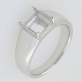 Men's Ring Settings Ring Mounting 14K White Gold Semi Mount Ring Setting Princess SQ 7X7mm - Syzjewelry